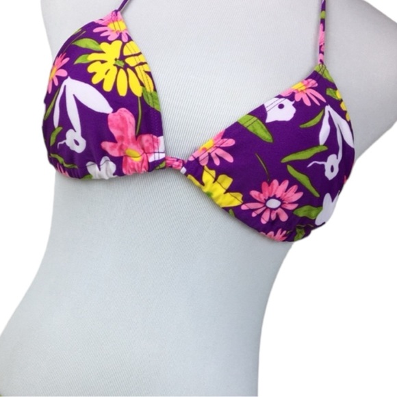 Hoopa Pink and Purple Floral Triangle Slide Bikini Top - Picture 4 of 4